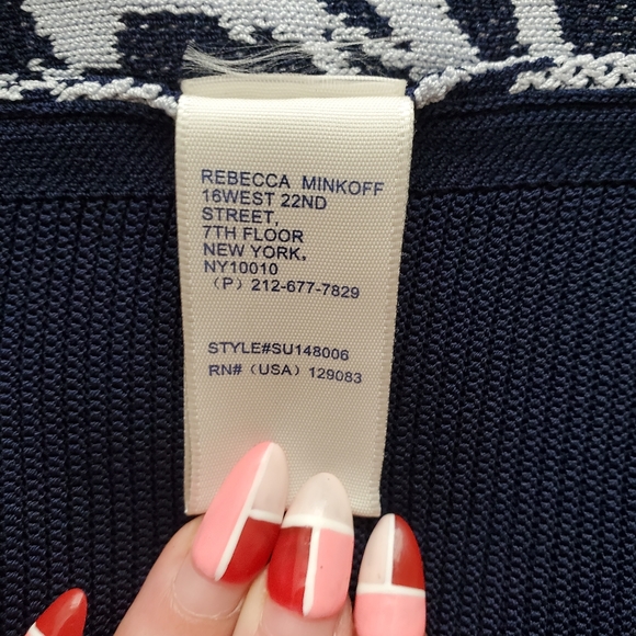 Rebecca Minkoff Dark Navy Okina Floral Panel Pencil Skirt Heavy Knit size small - Picture 7 of 8